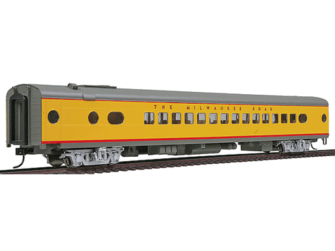 HO Milwaukee Road Valley Series 30-Seat Parlor #190-97 - Ready to Run -- Straight Sills & Disc Brakes Milwaukee (UP City Scheme, Armour Yellow, gray)