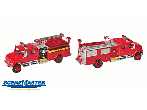 HO International 4900 Crew Cab Fire Engine - Assembled -- Red