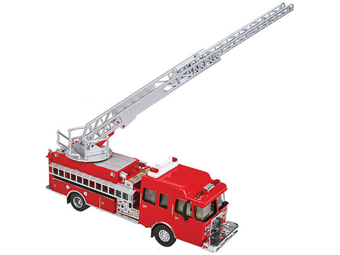 HO Heavy-Duty Fire Dept. Ladder Truck - Assembled -- Red
