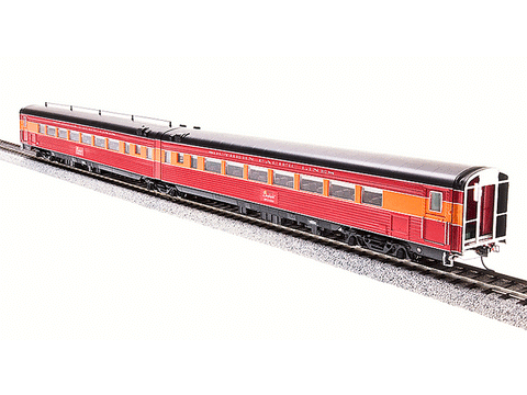 HO SP Morning Daylight Articulated Coach w/Antenna - Ready to Run -- Southern Pacific #2461, 2462 (1941 Pre-War Scheme, red, orange, Lines Letter