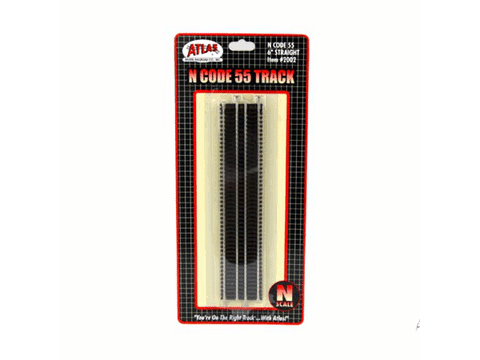 N Code 55 Track w/Nickel-Silver Rail & Brown Ties -- 6" Straight pkg(6)
