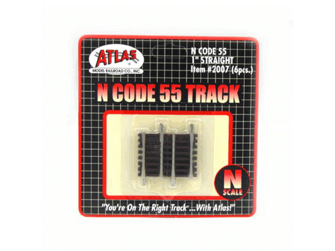 N Code 55 Track w/Nickel-Silver Rail & Brown Ties -- 1" Straight pkg(6)