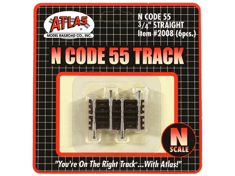 N Code 55 Track w/Nickel-Silver Rail & Brown Ties -- 3/4" Straight pkg(6)