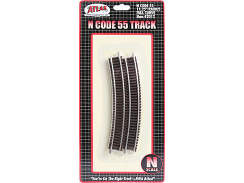 N Code 55 Track w/Nickel-Silver Rail & Brown Ties -- 11-1/4" Radius Full Curve pkg(6)