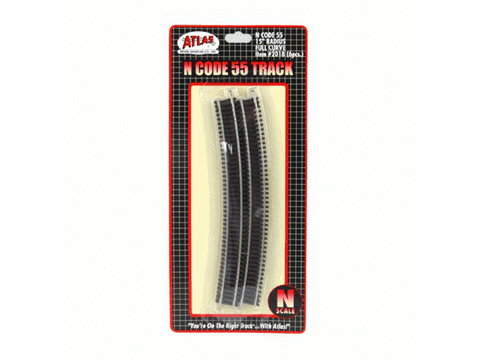N Code 55 Track w/Nickel-Silver Rail & Brown Ties -- 15" Radius Full Curve pkg(6)