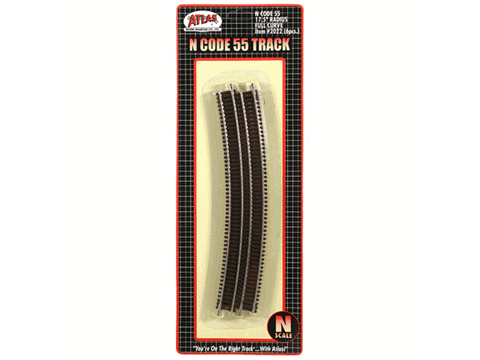 N Code 55 Track w/Nickel-Silver Rail & Brown Ties -- 17-1/2" Radius Full Curve pkg(6)