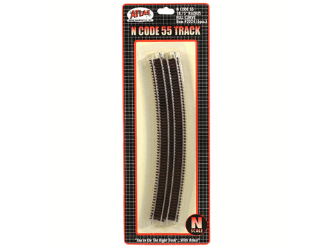 N Code 55 Track w/Nickel-Silver Rail & Brown Ties -- 18-3/4" Radius Full Curve pkg(6)