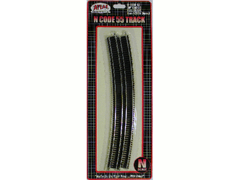 N Code 55 Track w/Nickel-Silver Rail & Brown Ties -- 20" Radius Full Curve pkg(6)