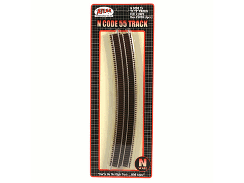 N Code 55 Track w/Nickel-Silver Rail & Brown Ties -- 21-1/4" Radius Full Curve pkg(6)