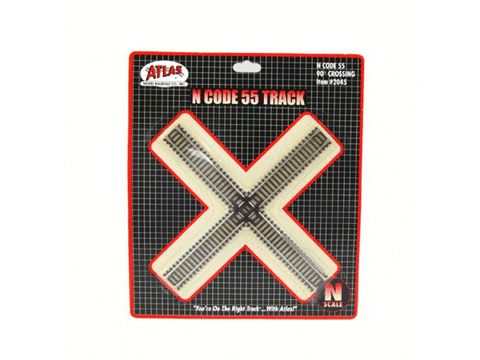 N Code 55 Track w/Nickel-Silver Rail & Brown Ties -- 90 Degree Crossing