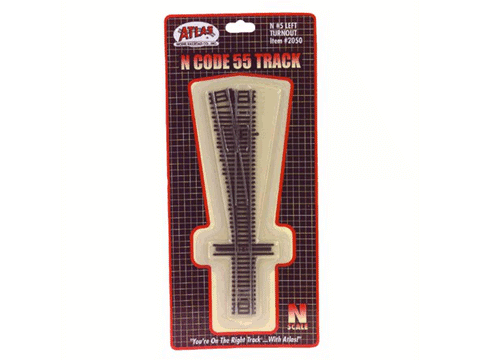 N Code 55 Track w/Nickel-Silver Rail & Brown Ties -- #5 Left Hand Turnout
