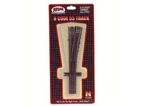 N Code 55 Track w/Nickel-Silver Rail & Brown Ties -- #5 Right Hand Turnout