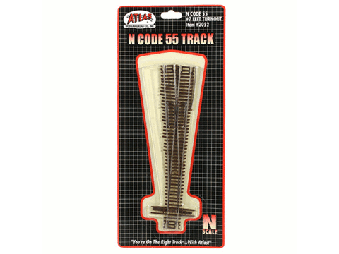 N Code 55 Track w/Nickel-Silver Rail & Brown Ties -- #7 Left Hand Turnout