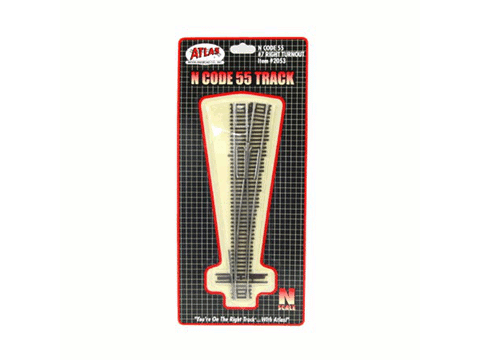 N Code 55 Track w/Nickel-Silver Rail & Brown Ties -- #7 Right Hand Turnout