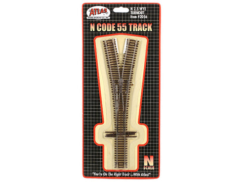 N Code 55 Track w/Nickel-Silver Rail & Brown Ties -- #2-1/2 Wye Turnout