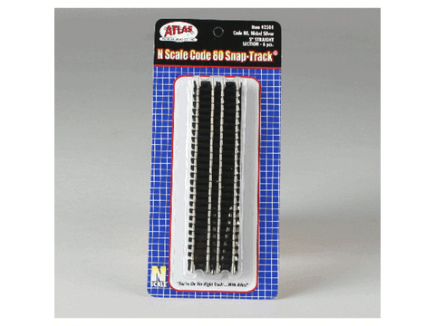 N scale  Straight Snap-Track(R) -- 5" Straight, Black Ties pkg(6)