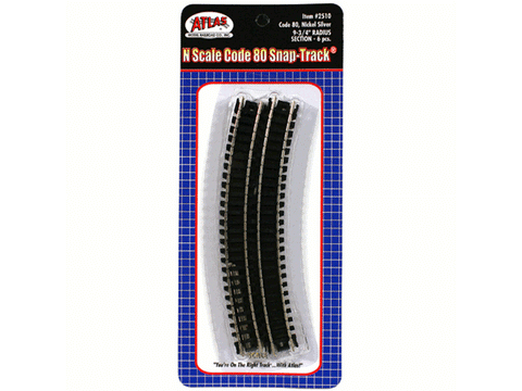 N Curved Snap-Track(R) -- 9-3/4" Radius, Black Ties pkg(6)