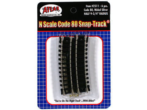 N Curved Snap-Track(R) -- Half 9-3/4" Radius, Black Ties pkg(6)