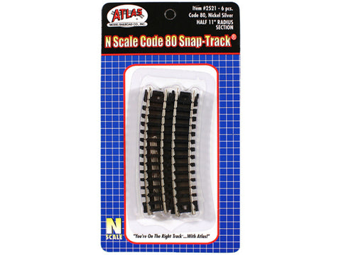 N Curved Snap-Track(R) -- Half 11" Radius, Black Ties pkg(6)