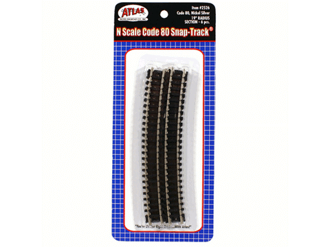 N Curved Snap-Track(R) -- 19" Radius, Black Ties pkg(6)