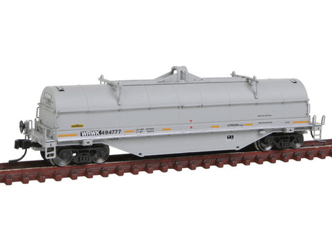 N 42' Coil Steel Car - Ready to Run - Master -- Providence & Worcester WRWK #494777 (gray, black, yellow Conspicuity Marking