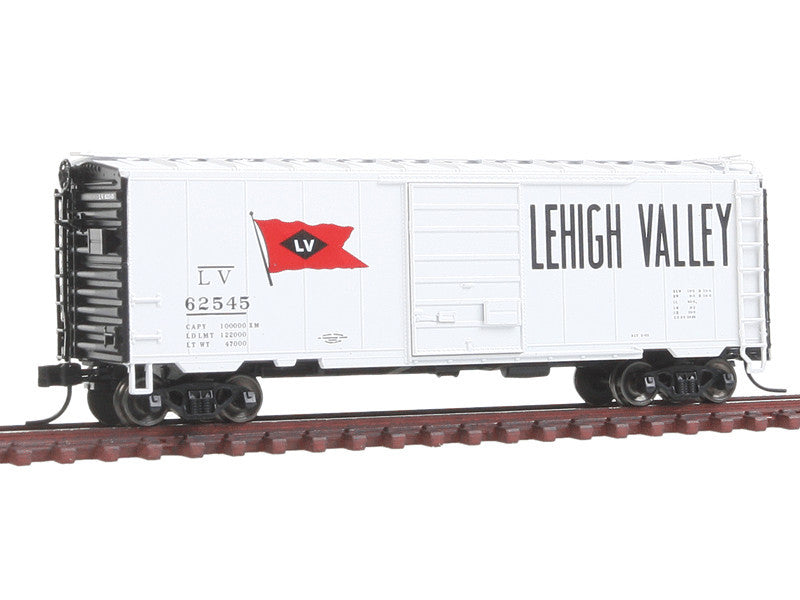 150-50001164 N Pullman-Standard PS-1 40' Boxcar w/7' Door - Ready to Run -- Lehigh Valley #62545 (white, black, red, Flag Logo, Billboard Lettering)