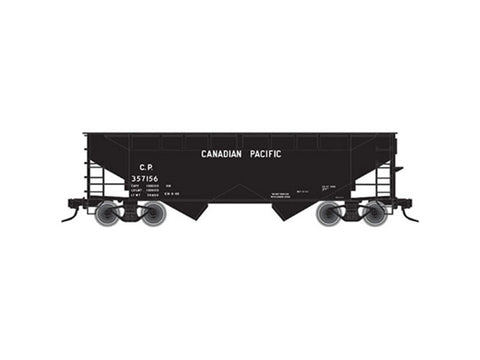 N 2-Bay Offset-Side Hopper w/Flat Ends & Load - Ready to Run - Master -- Canadian Pacific #357156 (black, Block Lettering)