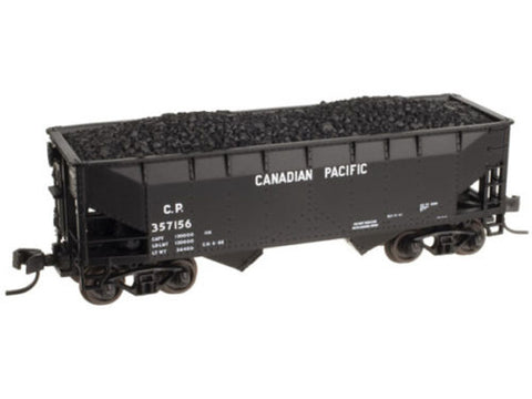 N 2-Bay Offset-Side Hopper w/Flat Ends & Load - Ready to Run - Master -- Canadian Pacific #357191 (black, Block Lettering)