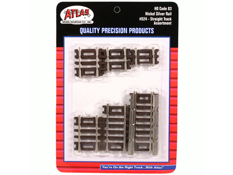 150-524 HO Code 83 Snap Track - Straight Sections -- 10-Piece Assortment 2 Each: 3/4", 1-1/4", 1-1/2", 2" and 2-1/2"