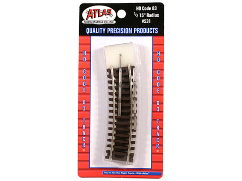 HO Code 83 Snap Track - Curved Sections -- 1/2 Section - 15" Radius pkg(4)