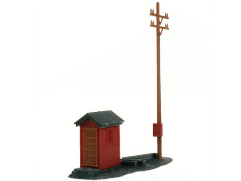 HO Telephone Shanty & Pole -- 1-3/8 x 3-1/16"
