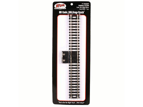 HO Snap-Track(R) Terminal Sections, Nickel-Silver Rail -- 9" Straight, Black Ties