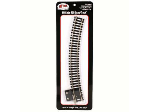 HO Snap-Track(R) Terminal Sections, Nickel-Silver Rail -- 18" Radius Curved, Black Ties