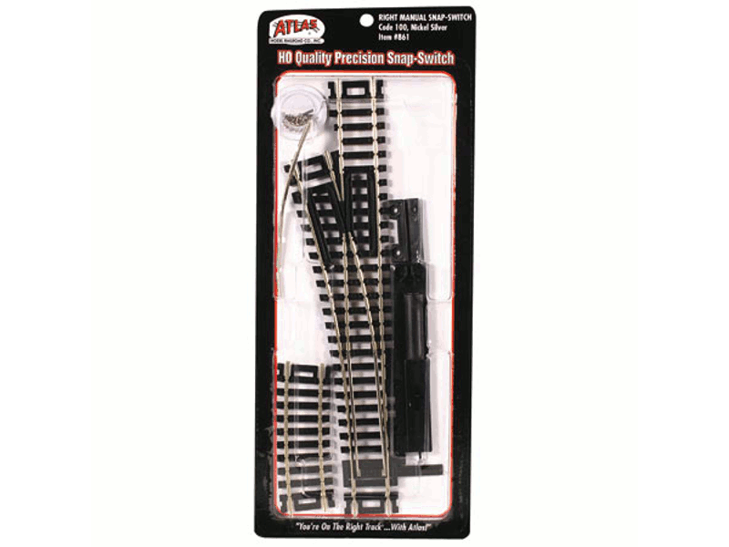 150-861 HO Manual Snap-Switch(R) w/Code 100 Nickel-Silver Rail & Black Ties -- Right Hand