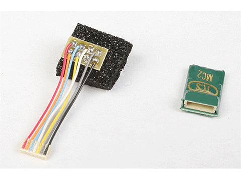 HO MC2P-SH 2-Function DCC Decoder w/Detachable Harness - Control Only -- Short Harness, NMRA 8-Pin Plug .42 x .723 x .191" 10.67 x 18.36 x 4.85mm