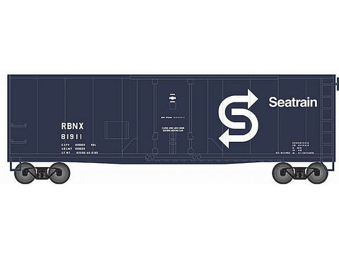 N Trainman(R) 40' Plug-Door Boxcar - Ready to Run -- SeaTrain #81911 (blue, white)