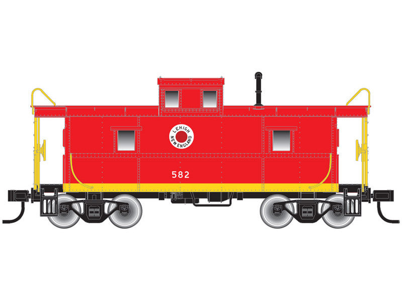 751-50001779 N C&O-Style Steel Cupola Caboose - Ready to Run -- Lehigh & New England #581 (red, yellow, Fried Egg Logo)