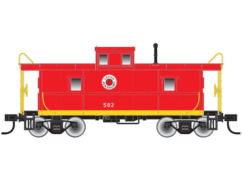 N C&O-Style Steel Cupola Caboose - Ready to Run -- Lehigh & New England #581 (red, yellow, Fried Egg Logo)