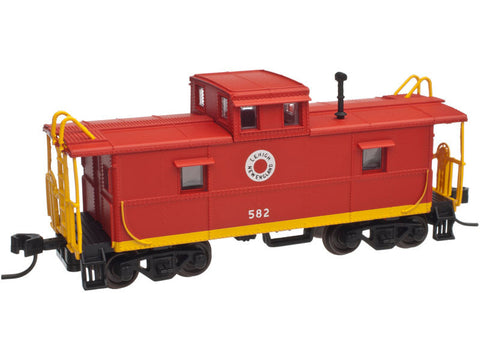 N C&O-Style Steel Cupola Caboose - Ready to Run -- Lehigh & New England #582 (red, yellow, Fried Egg Logo)