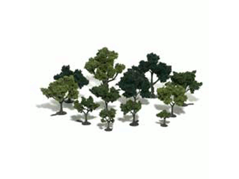 A Realistic Trees Kits(TM) - Green Deciduous -- Mixed Green 3/4 - 3" Tall pkg(36)