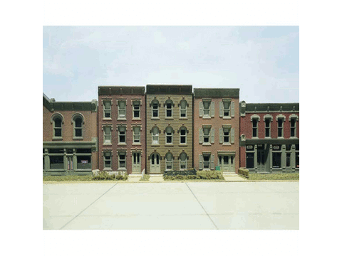 HO Townhouse Flats (Front Wall Only) - Woodland Scenics DPM Landmark Structures(R -- Kit - 2-1/2 x 4-7/8" 6.4 x 12.2cm