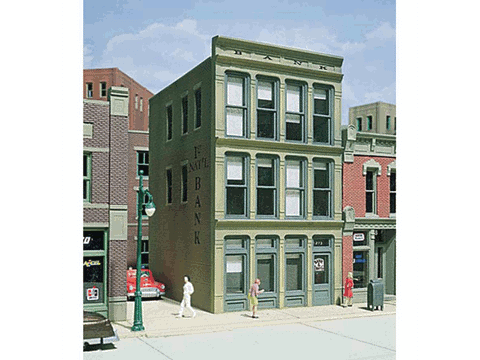 HO 1st National Bank - Woodland Scenics DPM Landmark Structures(R) -- Kit - 3 x 4-1/2" 7.7 x 11.5cm