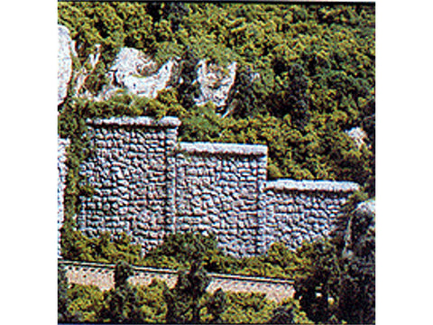 HO Retaining Walls (Hydrocal Plaster Castings) pkg(3) -- Random Stone