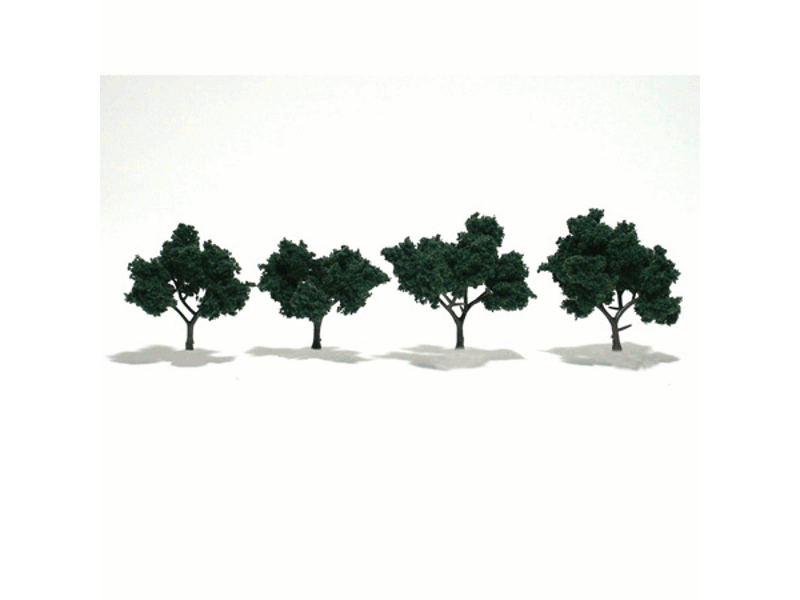 785-1505 A Ready Made "Realistic Trees" - Deciduous - 2 to 3" pkg(4) -- Dark Green