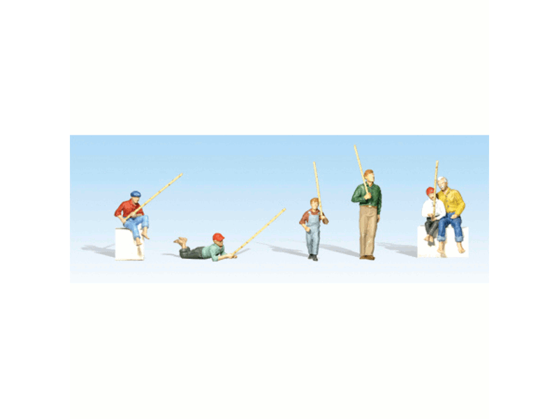 785-1878 HO Scenic Accents(R) Figures -- Gone Fishing pkg(6)