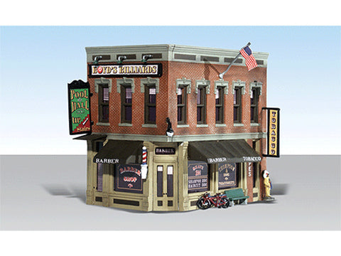 HO Corner Emporium - Built-&-Ready Landmark Structures(R) -- Assembled - 4-3/16 x 2-3/4" 10.6 x 7cm