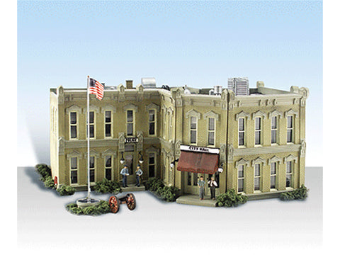 HO Municipal Building - Built-&-Ready Landmark Structures(R) -- Assembled - 8-3/8 x 5-5/16" 21.3 x 13.5cm