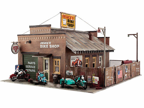 HO Deuce's Bike Shop - Built-&-Ready Landmark Structures(R) -- Assembled - 6-1/2 x 5" 16.5 x 12.7cm