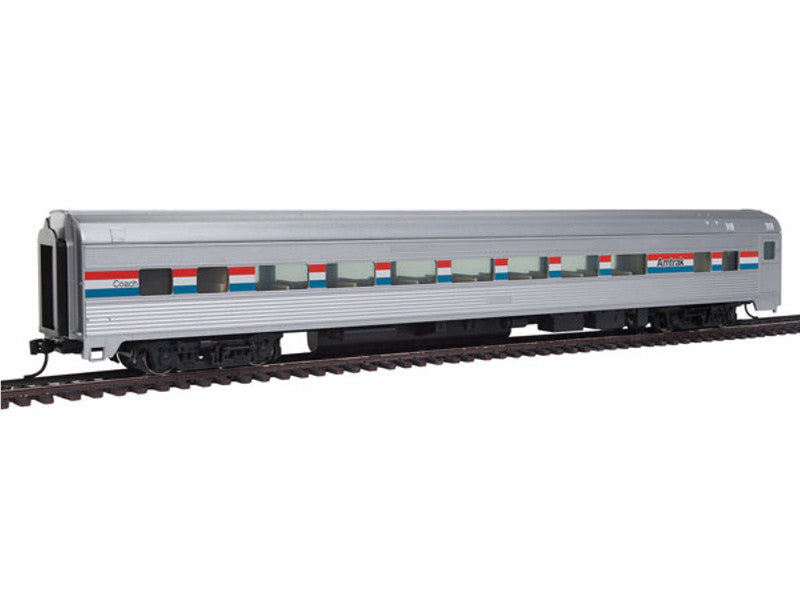 910-30001 HO 85' Budd Large-Window Coach - Ready to Run -- Amtrak (Phase III; silver, Equal red, white, blue Stripes)