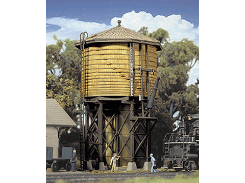 HO Wood Water Tank - Built-ups -- Assembled - Yellow Ochre 3-1/2 x 3-7/8 x 6-5/8" 8.7 x 9.6 x 16.5cm